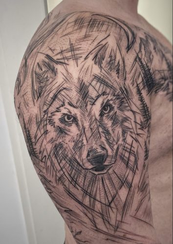 tatoo wolf Tattoo München
