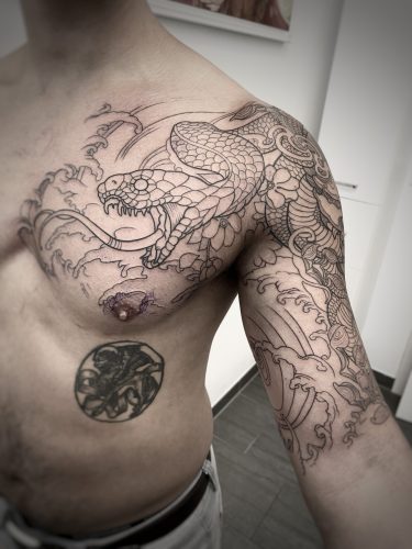 japanischer stil schlangentattoo