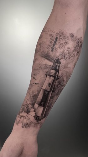 tatto disain Leuchtturm am Meer